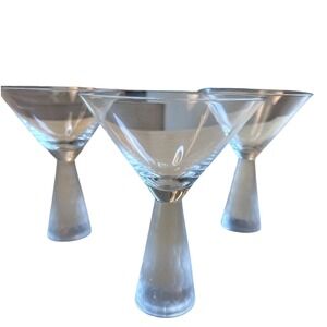 Artland Prescott Hand Blown Martini Wine Glass Set Frosted Honeycomb X 3
